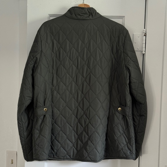 Olive Green Oversized Eddie Bauer Quilted Padded Full Zip Barn Bomber Jacket - Picture 3 of 14